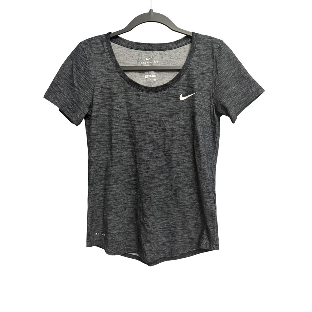 Nike Dri-FIT Womens Training Tee Charcoal Heather Grey XS W21597 Athletic Swoosh